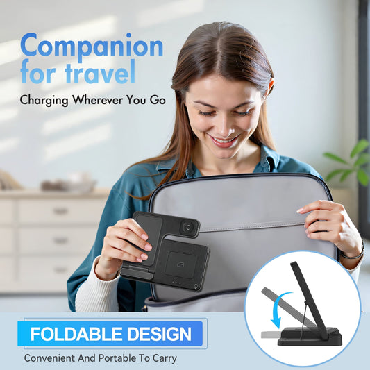 Wireless Charger, Magnetic Fast Charging Stand Compatible with iPhone 16, 15, 14, 13, 12, 11 Pro Max plus, XS, XR, X, 8, for Apple Watch 9, 8, 7, 6, 5, 4, 3, 2 SE, for Airpods 3, 2 Pro