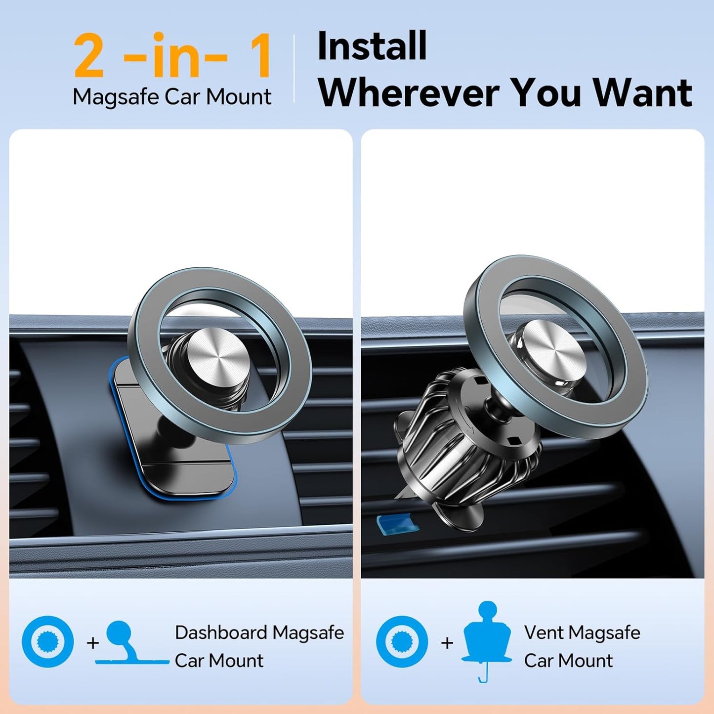 Car Magnet Case Mount, Compatible with iPhones 13, 14, 15, 16, 16 Pro, 16 Pro Max