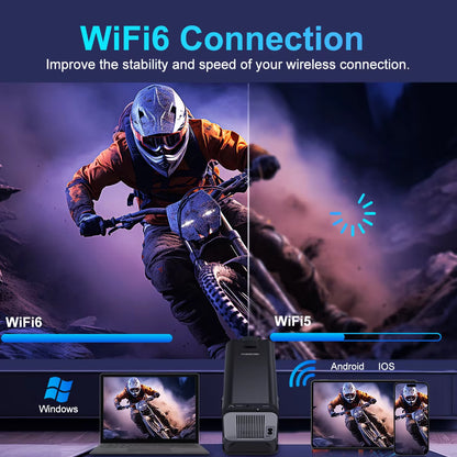 4K 1080P 390ANSI HY320 Dual Wifi6 BT5.0 1920*1080P Cinema Portable Projector 
