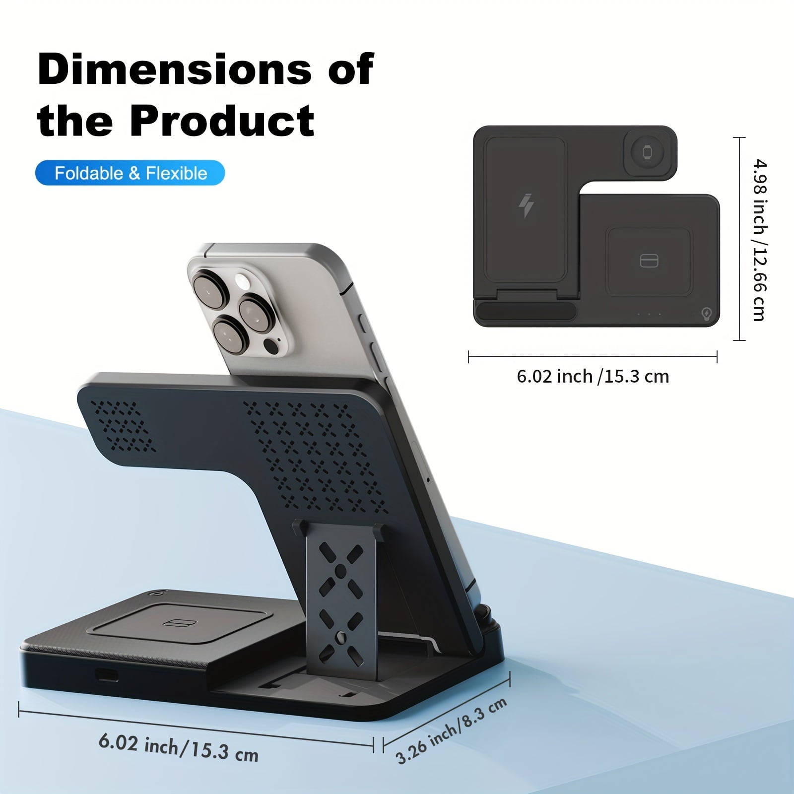 Wireless Charger, Magnetic Fast Charging Stand Compatible with iPhone 16, 15, 14, 13, 12, 11 Pro Max plus, XS, XR, X, 8, for Apple Watch 9, 8, 7, 6, 5, 4, 3, 2 SE, for Airpods 3, 2 Pro